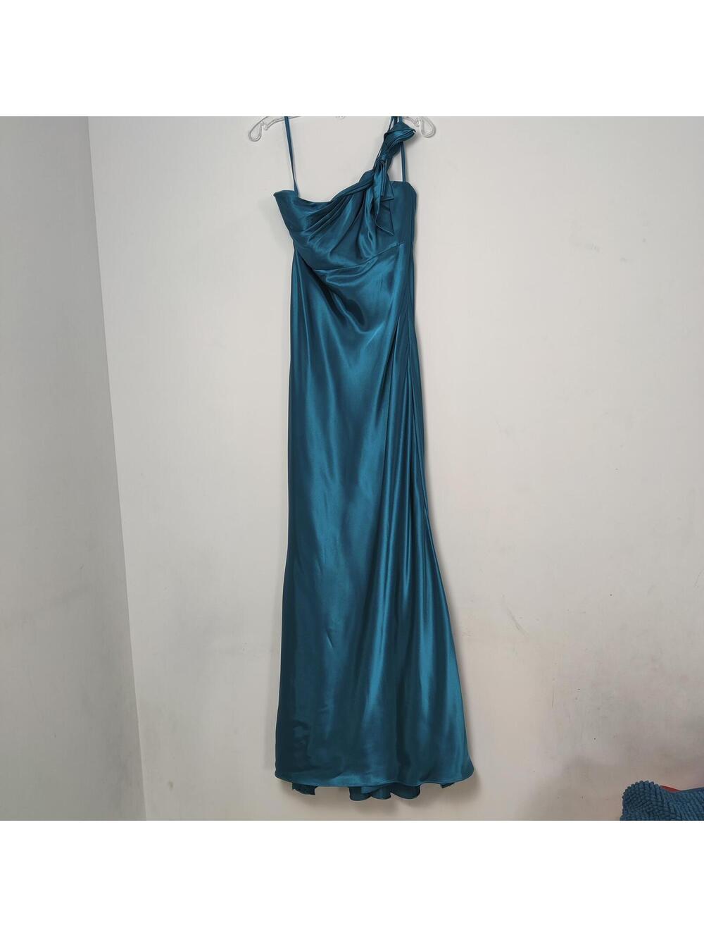 Alyce Couture Teal Satin Formal Dress Size Large